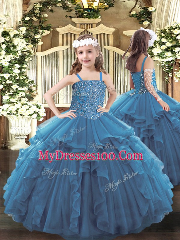 Free and Easy Sleeveless Beading and Ruffles Lace Up Quinceanera Gown