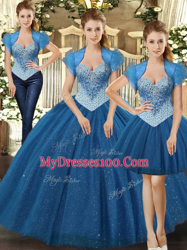 Tulle Sleeveless Floor Length Sweet 16 Dresses and Beading