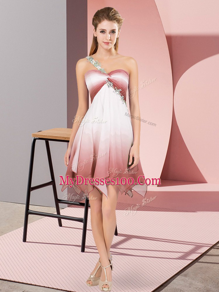 Sleeveless Lace Up Asymmetrical Beading Evening Dress