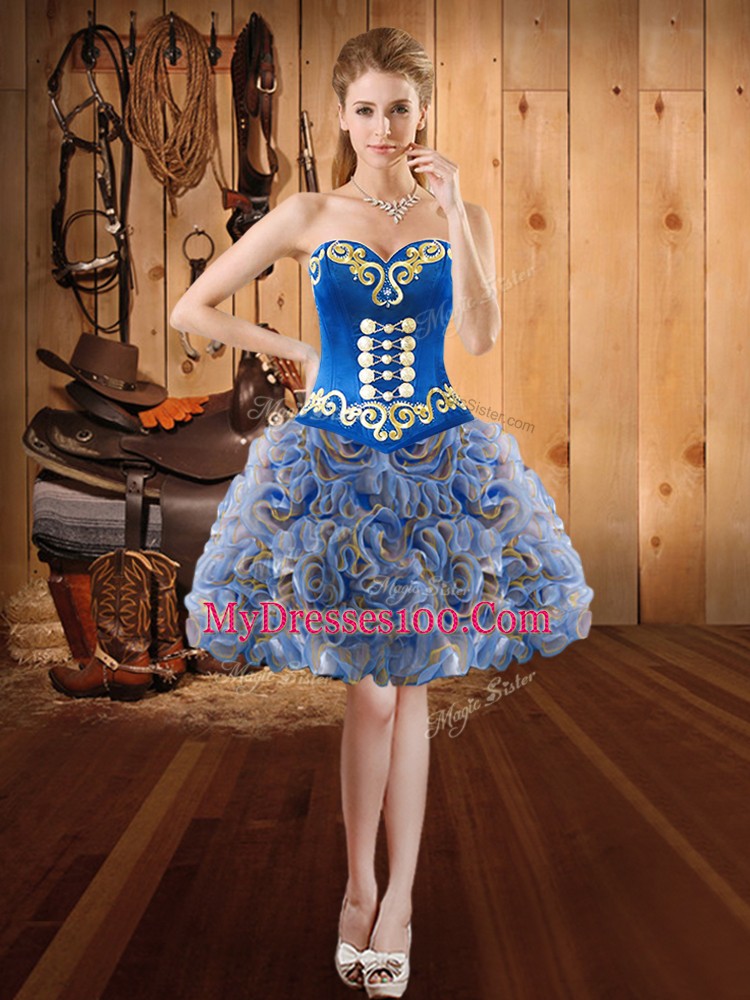 Multi-color Sleeveless Fading Color and Fabric With Rolling Flowers Lace Up Prom Evening Gown for Prom and Party
