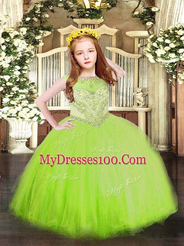Sleeveless Beading Zipper Little Girl Pageant Dress