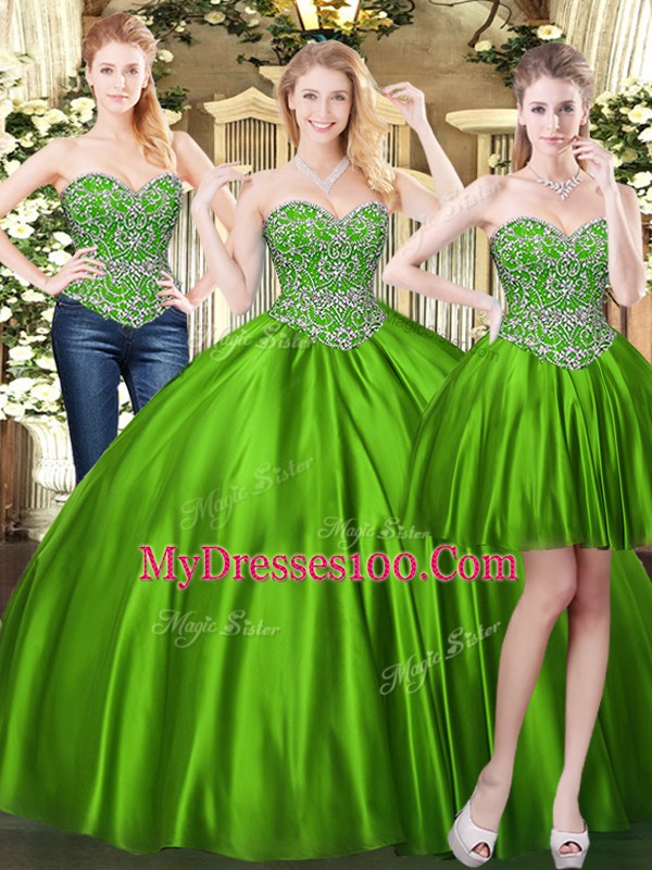 Stylish Floor Length Green Quinceanera Gowns Sweetheart Sleeveless Lace Up