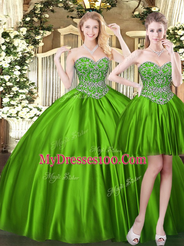 Stylish Floor Length Green Quinceanera Gowns Sweetheart Sleeveless Lace Up