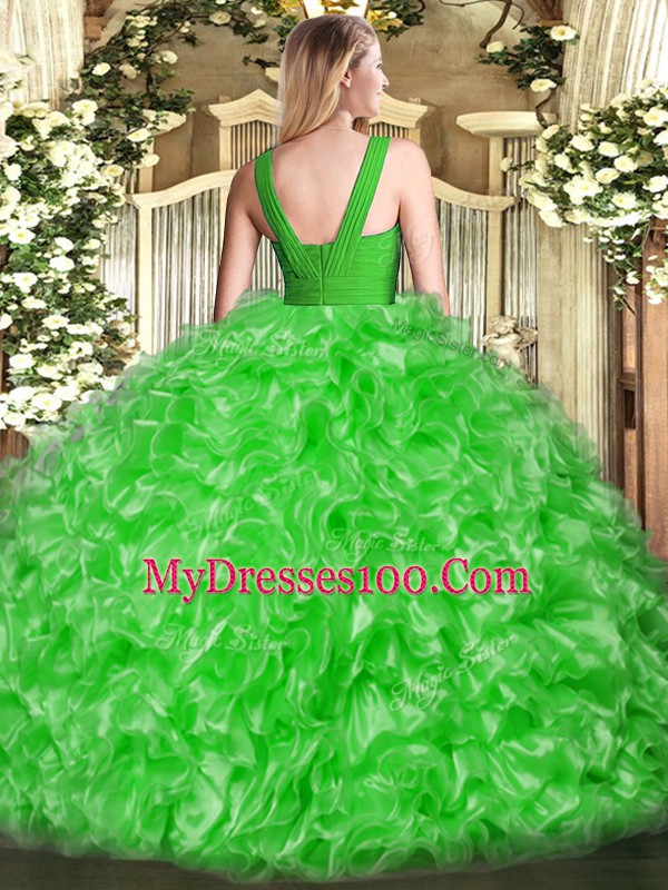 Ruffles Vestidos de Quinceanera Brown Zipper Sleeveless Floor Length