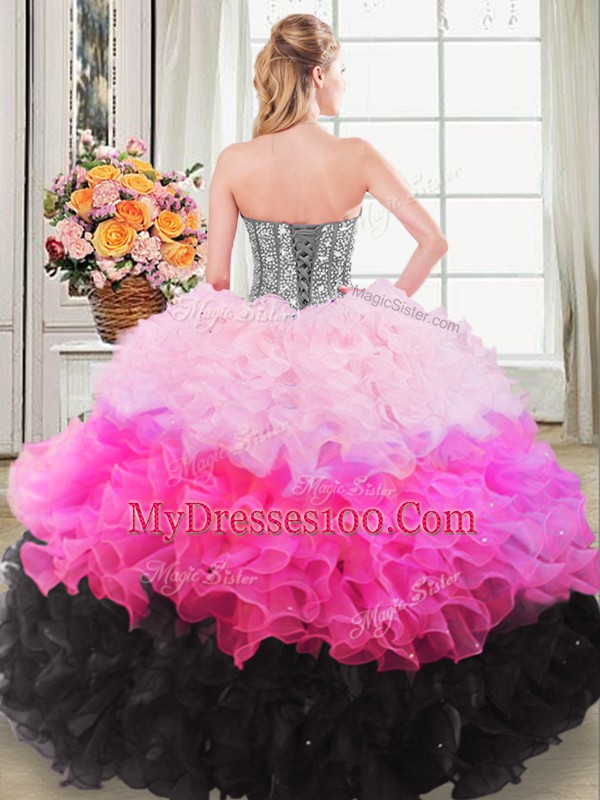 Inexpensive Floor Length Ball Gowns Sleeveless Multi-color Sweet 16 Dresses Lace Up