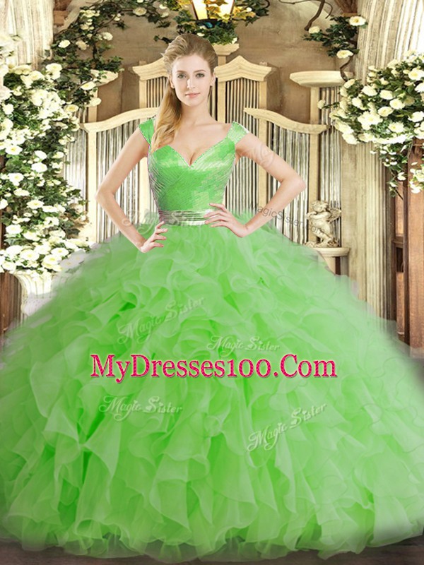 Designer Sleeveless Ruffles Zipper Quinceanera Dresses
