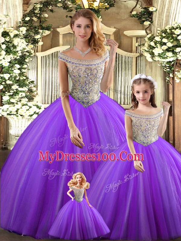 Comfortable Sleeveless Beading Lace Up Quinceanera Gowns