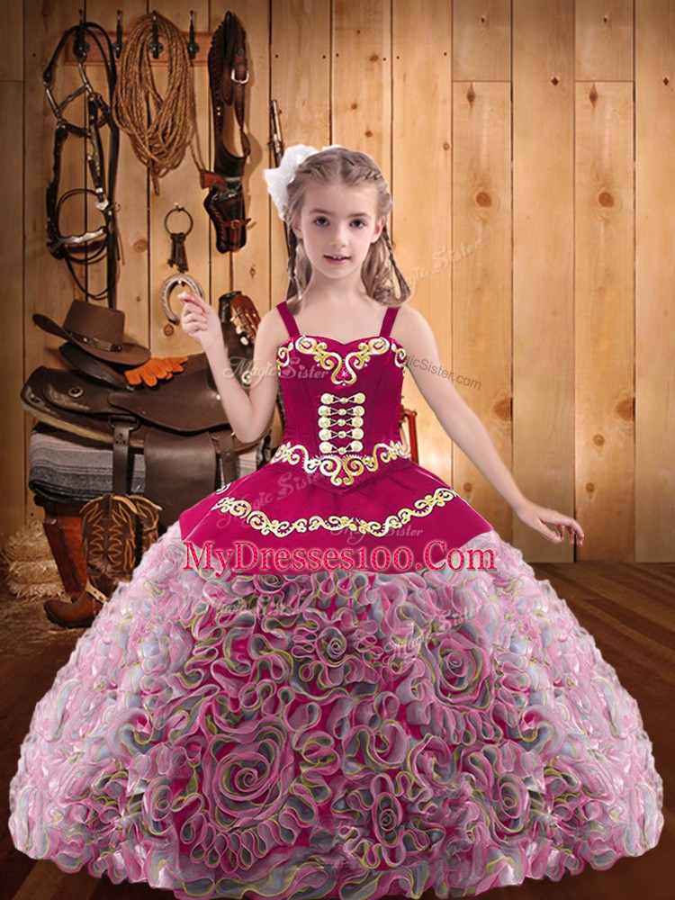 Wonderful Floor Length Multi-color Kids Formal Wear Straps Sleeveless Zipper
