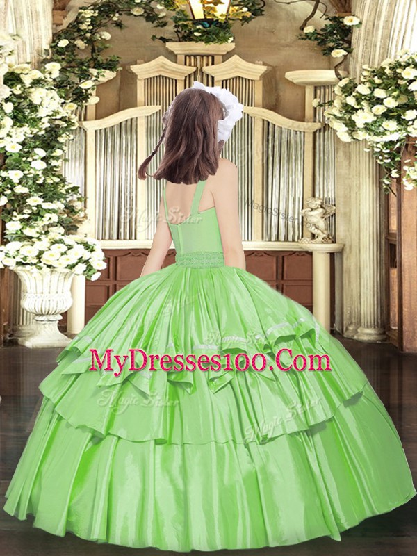 Sleeveless Beading Zipper Girls Pageant Dresses