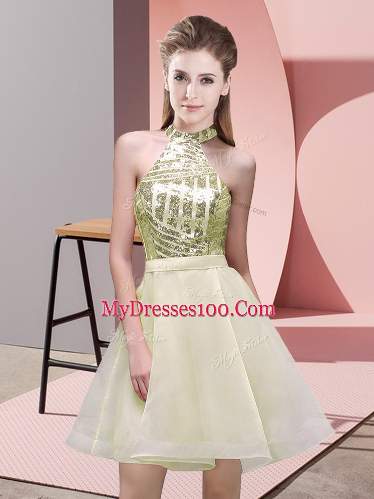 Adorable Chiffon Sleeveless Mini Length Bridesmaids Dress and Sequins