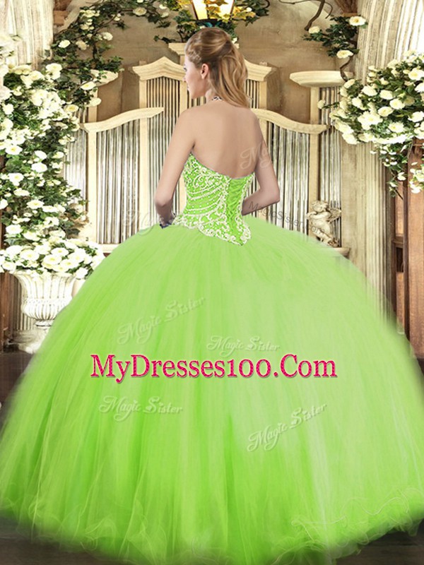 Inexpensive Sleeveless Lace Up Floor Length Beading Quinceanera Dress