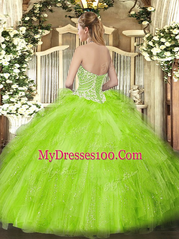 Fantastic Floor Length Fuchsia Quinceanera Dress Organza Sleeveless Beading and Ruffles