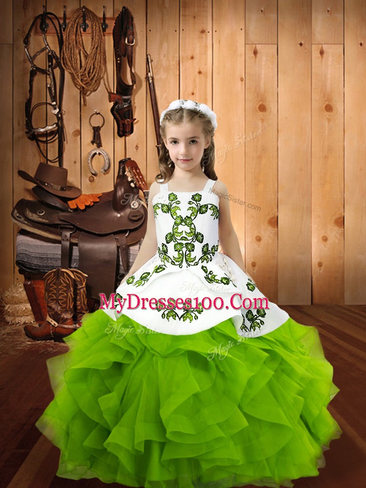 Simple Straps Sleeveless Lace Up Pageant Dress Organza