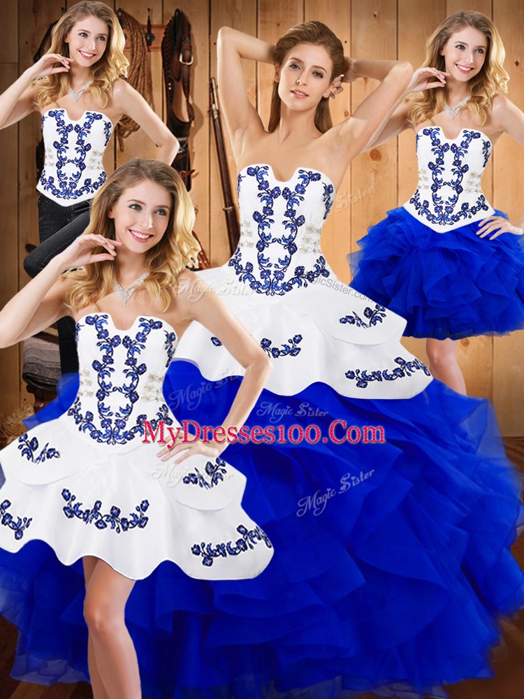 New Arrival Sleeveless Embroidery and Ruffles Lace Up Quinceanera Dresses
