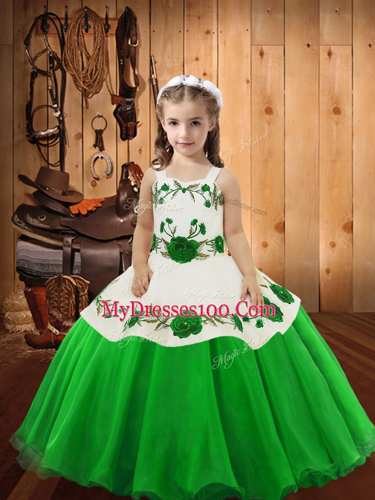 Lace Up Pageant Gowns Embroidery Sleeveless Floor Length