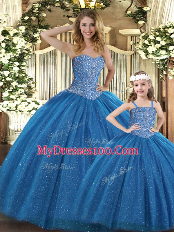 Floor Length Teal Quinceanera Gowns Sweetheart Sleeveless Lace Up