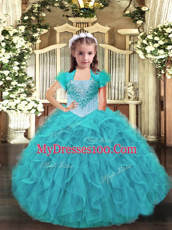 Stylish Organza Sleeveless Floor Length Evening Gowns and Ruffles