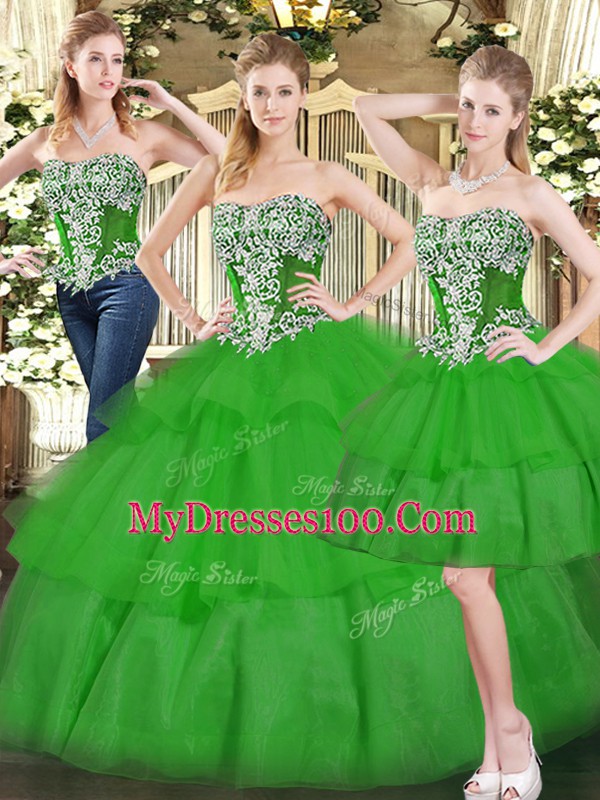 Admirable Two Pieces 15 Quinceanera Dress Green Sweetheart Organza Sleeveless Floor Length Lace Up
