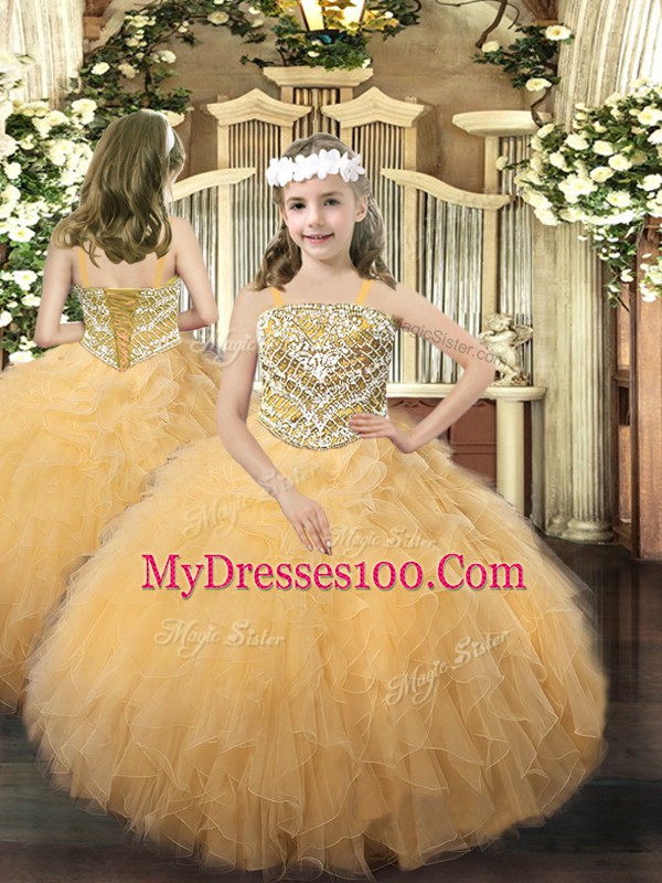 Admirable Sweetheart Sleeveless Organza Sweet 16 Dresses Beading and Ruffles Lace Up
