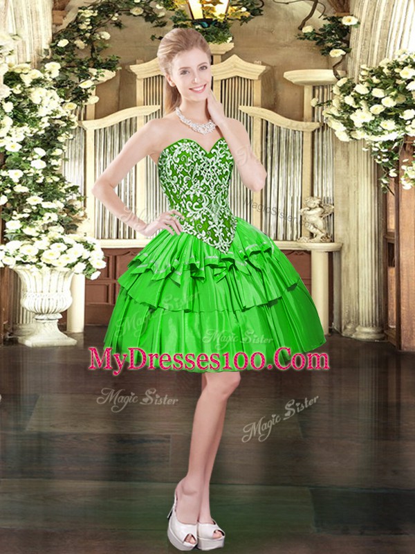 Sleeveless Lace Up Floor Length Beading and Ruffled Layers Sweet 16 Dress