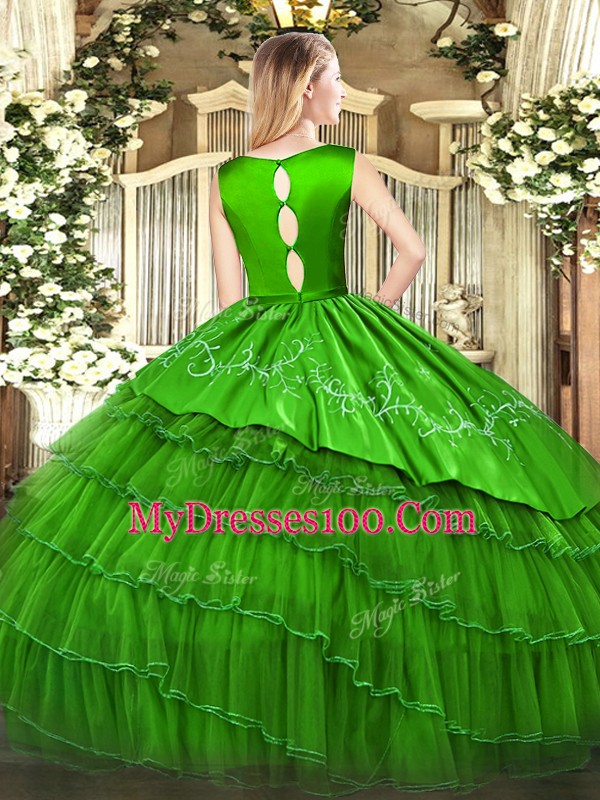 Excellent Fuchsia Ball Gowns Embroidery and Ruffled Layers Vestidos de Quinceanera Clasp Handle Organza Sleeveless Floor Length
