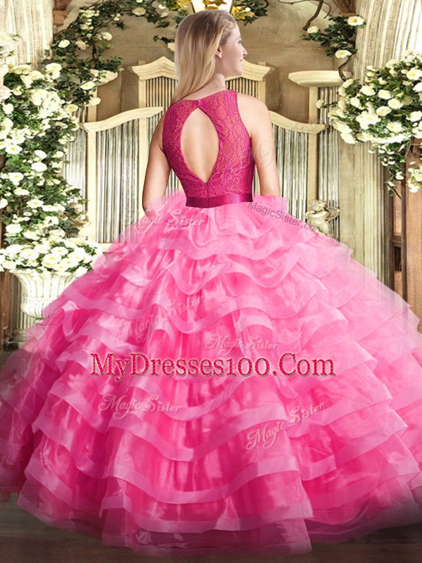 Noble Organza Sleeveless Floor Length Quinceanera Dress and Ruffled Layers