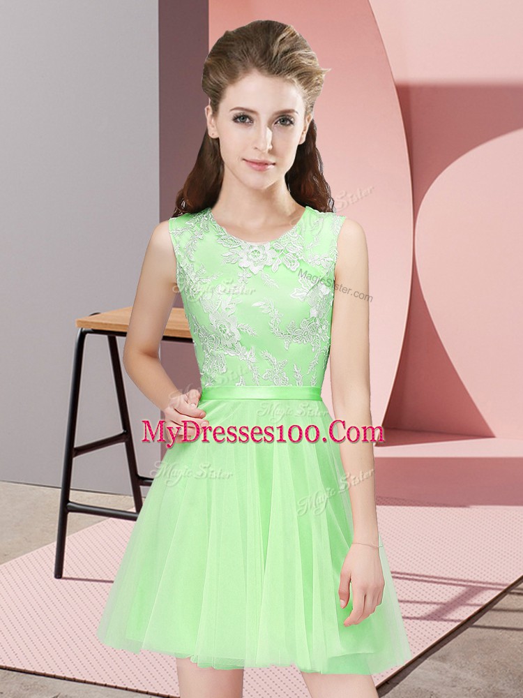 Cute Scoop Neckline Lace Damas Dress Sleeveless Side Zipper