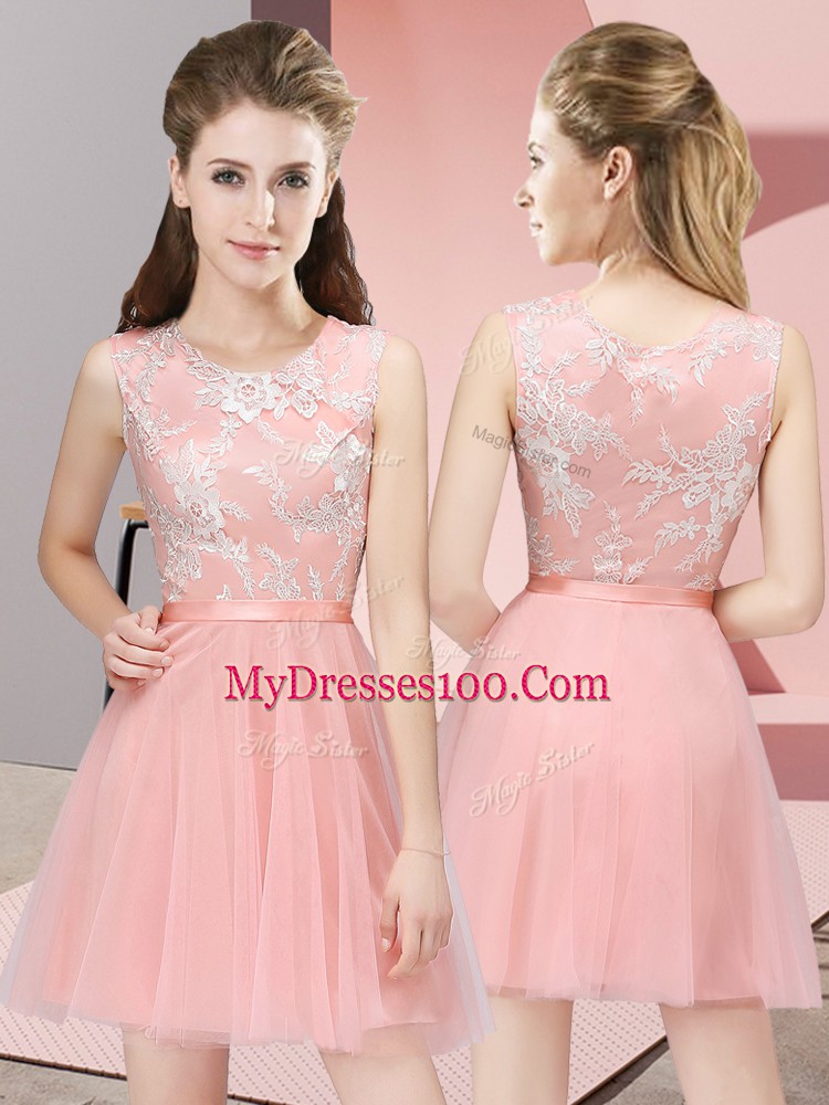Lovely Sleeveless Lace Side Zipper Quinceanera Dama Dress