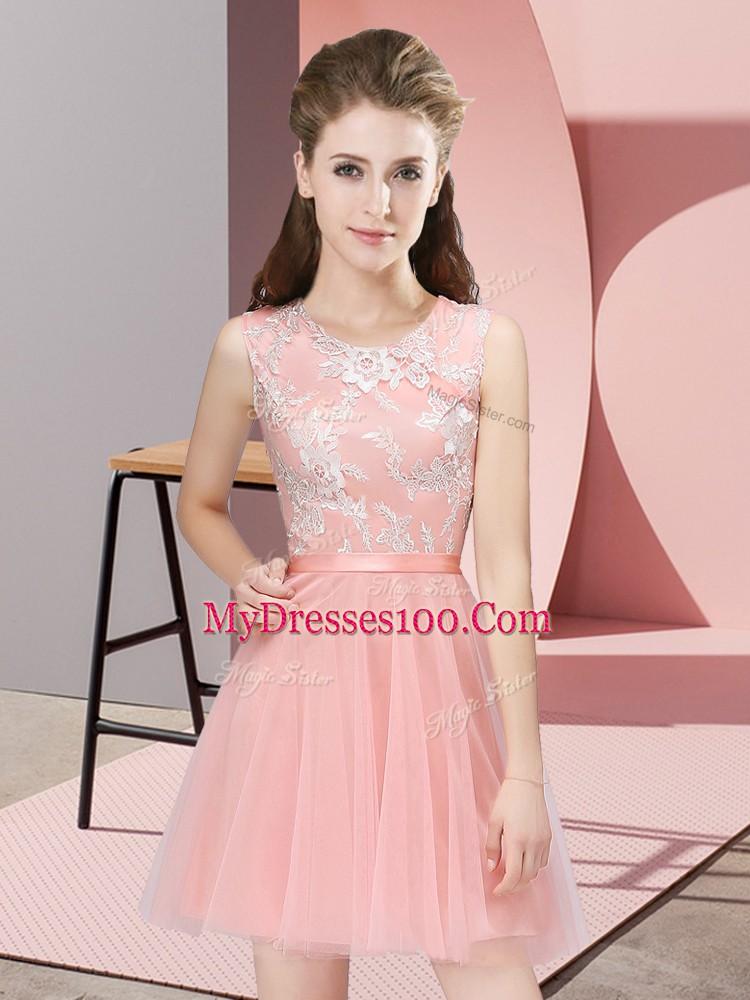 Lovely Sleeveless Lace Side Zipper Quinceanera Dama Dress