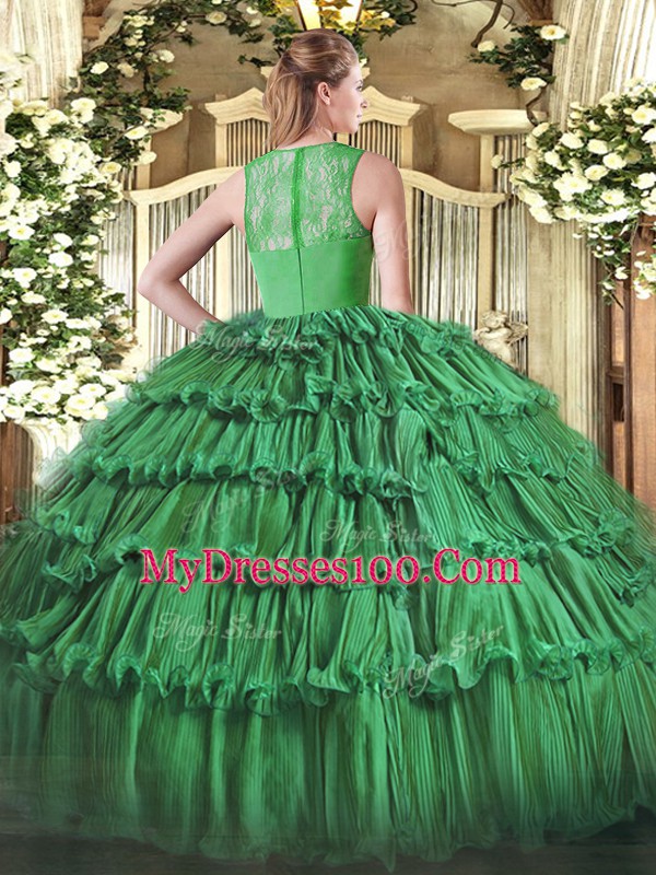 Organza Straps Sleeveless Zipper Ruffled Layers Quince Ball Gowns in Burgundy