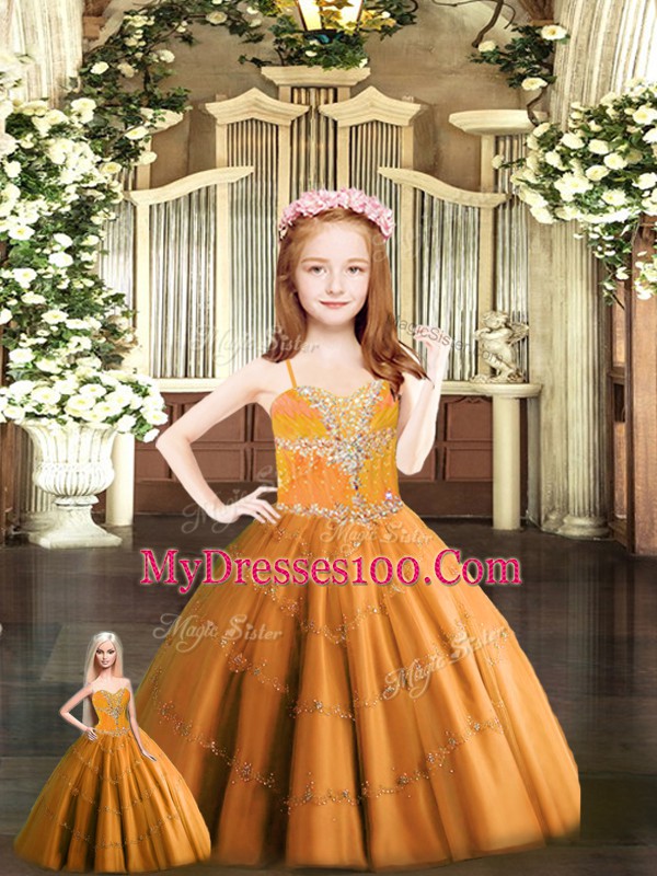 Sweetheart Sleeveless Quinceanera Gown Floor Length Beading Rust Red Tulle
