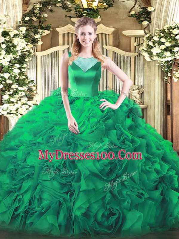 Turquoise Sleeveless Beading Floor Length Sweet 16 Dresses