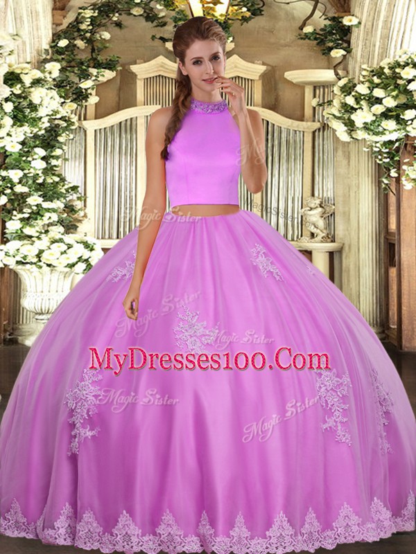 Sleeveless Beading and Appliques Backless Quinceanera Dress