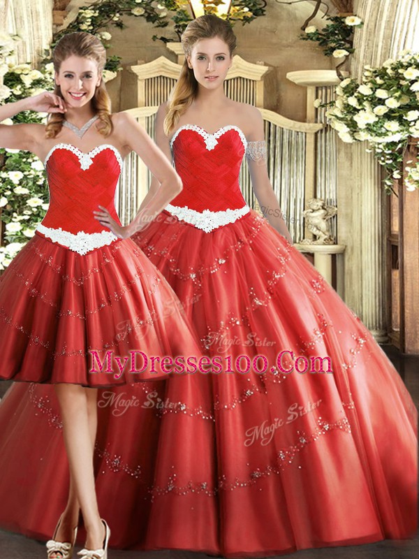 Customized Sweetheart Sleeveless Tulle Quinceanera Gown Beading Lace Up