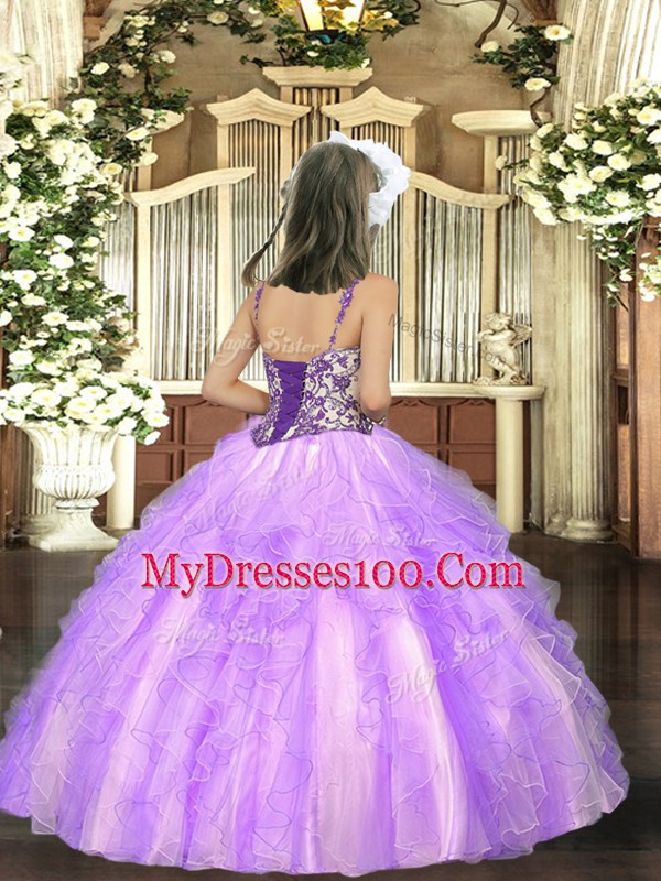 Gorgeous Yellow Green Sleeveless Beading and Ruffles Floor Length Child Pageant Dress