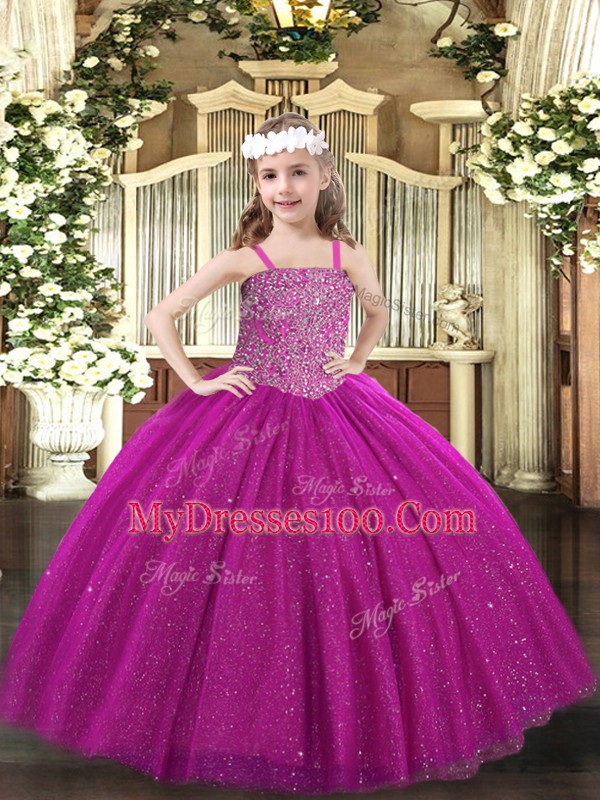 Admirable Sleeveless Beading Lace Up Child Pageant Dress