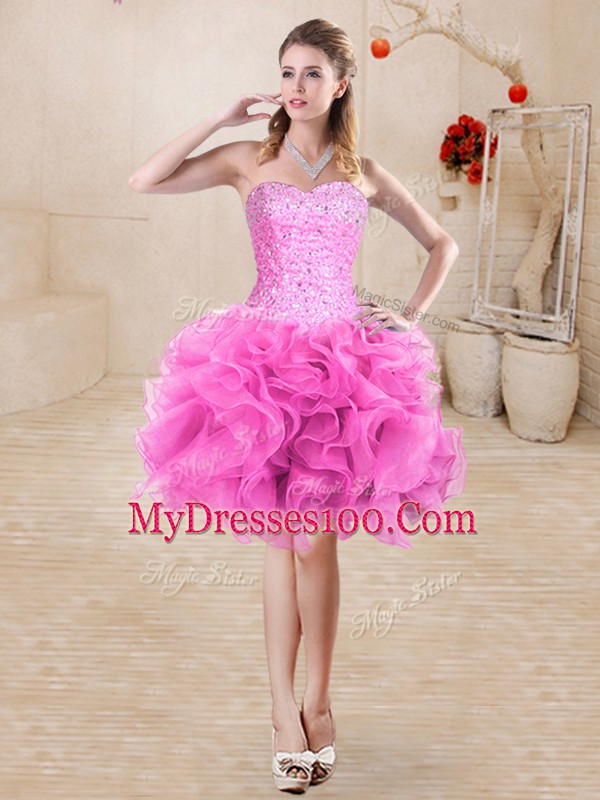 Floor Length Lace Up Ball Gown Prom Dress Lilac for Sweet 16 and Quinceanera with Beading and Ruffles