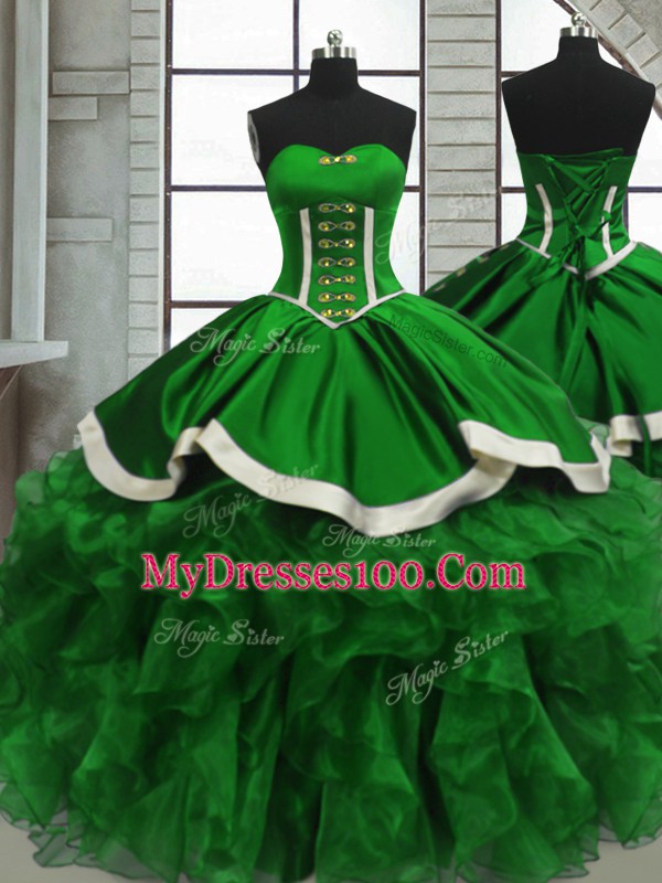 Designer Sleeveless Beading and Ruffles Floor Length Vestidos de Quinceanera