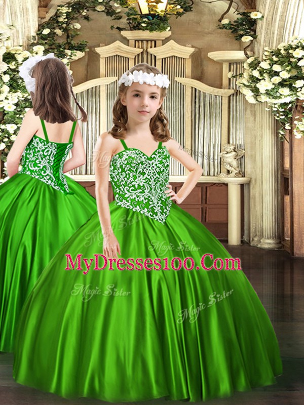 Colorful Green Ball Gowns Sweetheart Sleeveless Organza Floor Length Lace Up Beading Sweet 16 Dress
