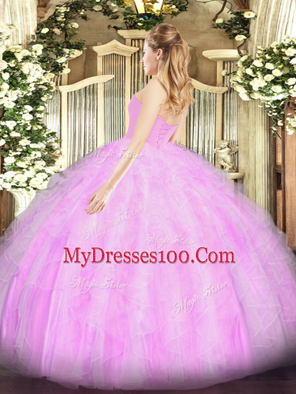 Custom Made Floor Length Ball Gowns Sleeveless Lavender 15 Quinceanera Dress Lace Up