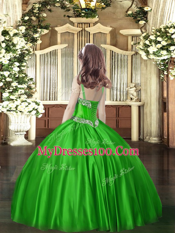 Stunning Sleeveless Beading Lace Up Little Girls Pageant Gowns