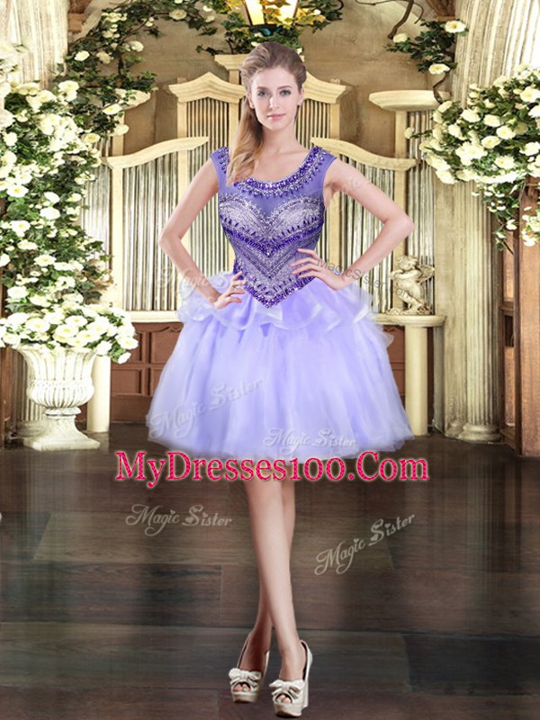 Dramatic Sleeveless Zipper Mini Length Beading Prom Party Dress