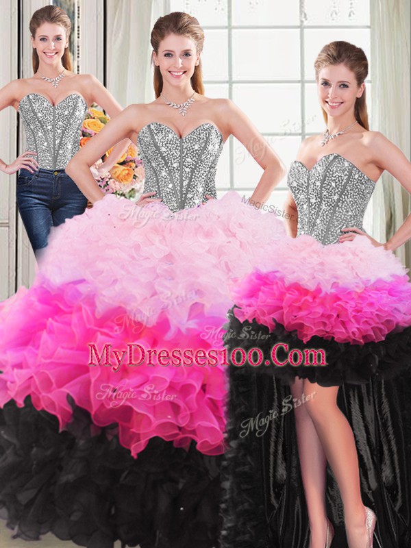 Fantastic Multi-color Sleeveless Organza Lace Up Vestidos de Quinceanera for Sweet 16 and Quinceanera