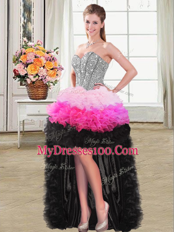 Fantastic Multi-color Sleeveless Organza Lace Up Vestidos de Quinceanera for Sweet 16 and Quinceanera