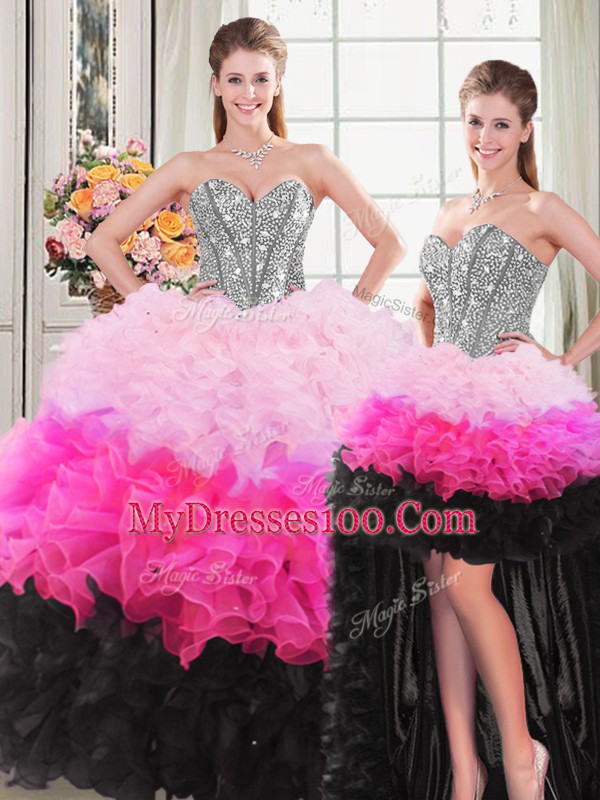 Fantastic Multi-color Sleeveless Organza Lace Up Vestidos de Quinceanera for Sweet 16 and Quinceanera