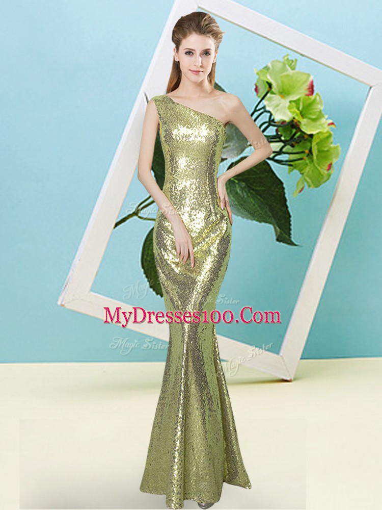 Comfortable Sequined Sleeveless Floor Length Prom Party Dress and Sequins