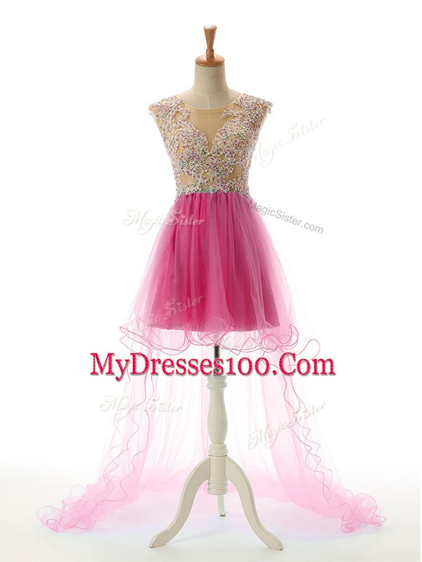Nice Sleeveless Backless High Low Appliques Club Wear
