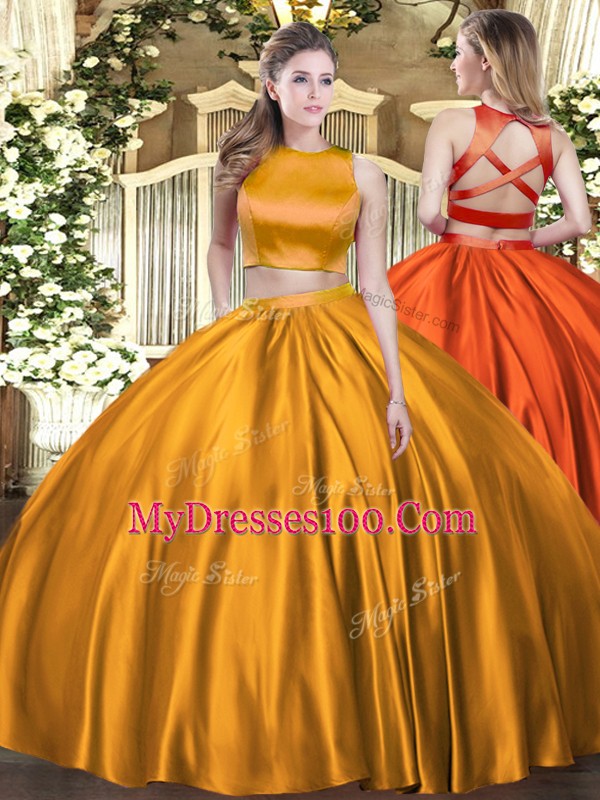 Sleeveless Criss Cross Floor Length Ruching 15 Quinceanera Dress