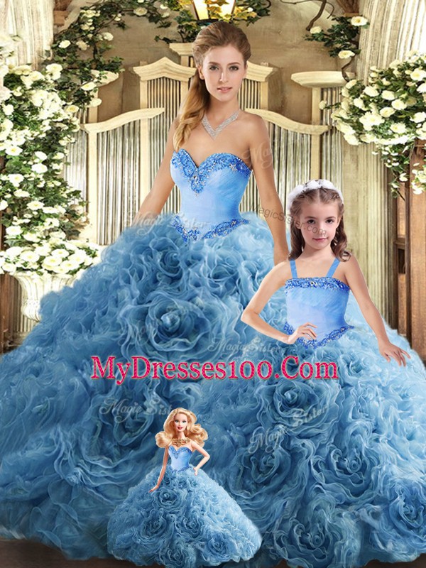 Eye-catching Teal Sleeveless Floor Length Beading Lace Up Vestidos de Quinceanera