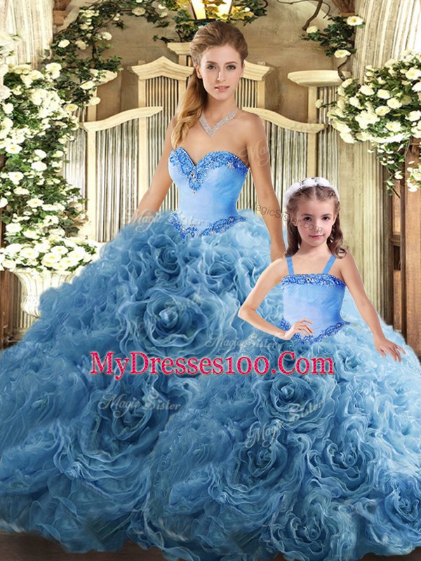 Eye-catching Teal Sleeveless Floor Length Beading Lace Up Vestidos de Quinceanera